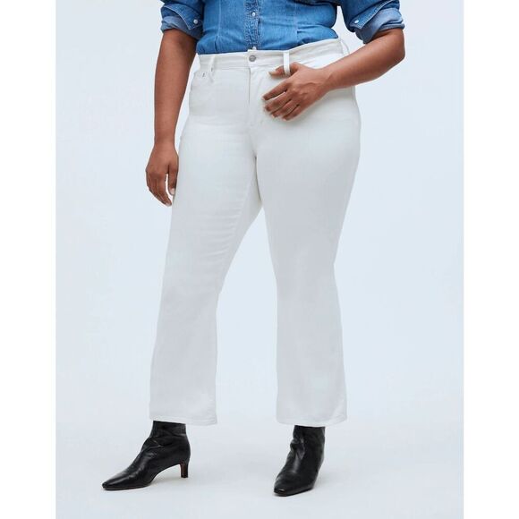 Madewell‎ Plus Curvy Kick Out Crop Jeans in Pure White 24W NWT - Picture 1 of 10